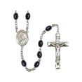 thumbnail image 1 of St. Margaret of Scotland Silver-Plated Rosary 8x6mm Black Onyx Beads Crucifix Size 1 3/4 x 1 medal charm, 1 of 1