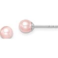 thumbnail image 1 of Sterling Silver Madi K Rhod-P 4-5mm Pink Round Fwc Pearl Stud Earrings (4.4 X 4.4) Made In Canada qe15339, 1 of 5