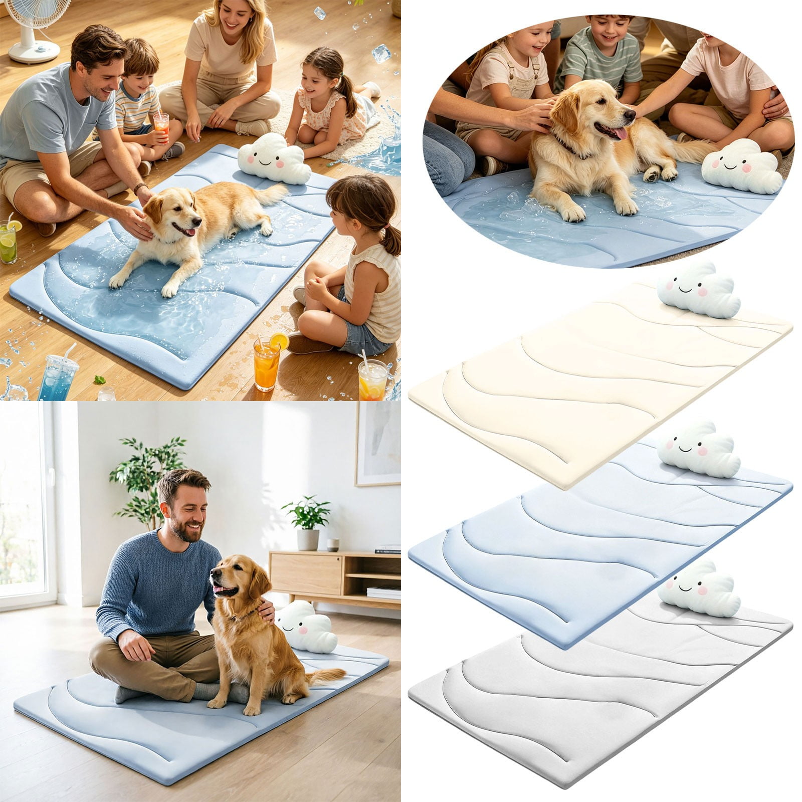 Shadoumai Dog Cooling Mat - No Freeze Needed Self-Cooling Pad for Dogs Washable Portable for Crate Kennel Car Sofa Bed Floor Indoor Outdoor Summer Use