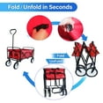 thumbnail image 6 of Outdoor Collapsible Folding Garden Cart, Utility Wagons for Kids with All-Terrain Wheels, Heavy Duty Beach Wagons with Drink Holders, 150 LBS Capacity, Perfect for Shopping, Yard, Camping, Red, 6 of 12