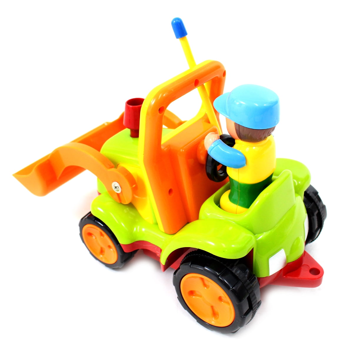 PlayWorld Gobbles of Giggles 4" Cartoon RC Construction Truck Toy For Toddlers - Green