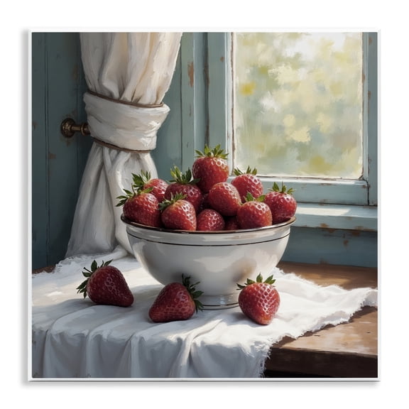 Strawberry Harvest in Window Wall Plaque Art, design by Lettered and Lined
