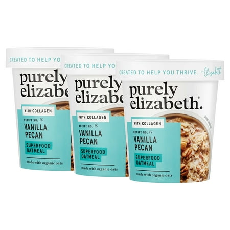 (3 pack) Purely Elizabeth Gluten-Free Superfood Oatmeal, Vanilla Pecan, 2 oz Cup