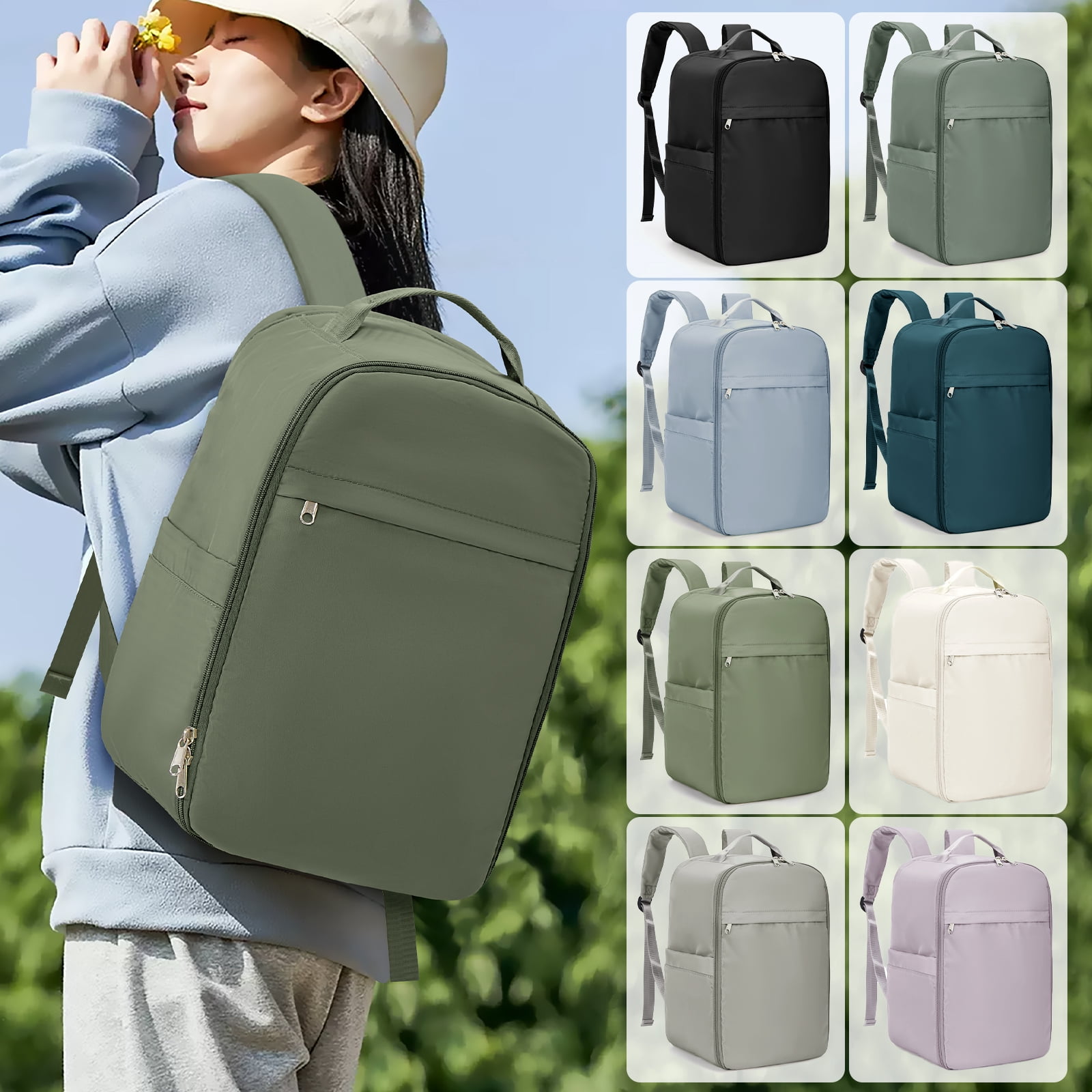 United Airline Approved Personal Item Travel Bag for Women, Underseat Luggage Carry On Backpack for Men, Cabin Size Waterproof Laptop Backpack, Mochila De Viaje, Rucksack Casual Daypack, Grey Green