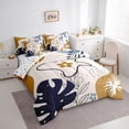 thumbnail image 3 of jejeloiu Tropical Botanical Monstera 7-Piece Twin Bedding Sets,Rustic Plant Leaves Bedding Comforter Set,Brown Blue Lightpink Sheet Sets For Girls Kids,Microfiber Bedroom Decor Reversible, 3 of 8