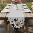 thumbnail image 6 of Cream Beige Flowers Table Runner Linen Burlap Table Runner 70 Inches Long Modern Chic Floral Navy Blue Leaves Dresser Scarves for Kitchen Island Coffee Dining Room Party Holiday Decoration 13"x70", 6 of 8