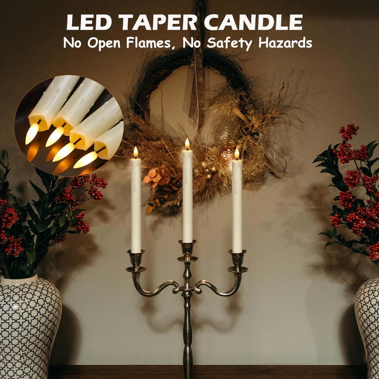 Hidawn 6-Pack Flameless Taper Candles, Ivory 10-Inch photo 6