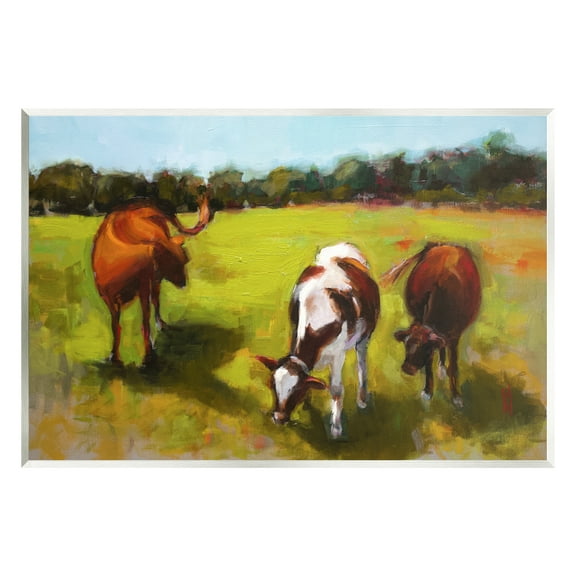 Stupell Industries Cattle in Countryside Painting Animals & Insects Painting Unframed Art Print Wall Art, 15 x 10
