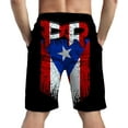thumbnail image 3 of N/A Men's Skull Print Quick Dry Swim Trunks with Board Beach Shorts Puerto Rico Pr Flag, 3 of 8