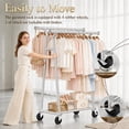 thumbnail image 6 of UNTIMATY Double Rods Clothes Rack, Rolling Clothing Rack for Hanging Clothes Portable Wardrobe Rack, Metal Garment Rack Sturdy Coat Rack for Bedroom Laundry Living Room, Silver, 6 of 11