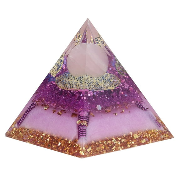 Purple Pink Pyramid Home Handicraft Ornament Protection Crystal Energy Generator Crystal Ball Protection Crystal Energy Generator for Stress Relief