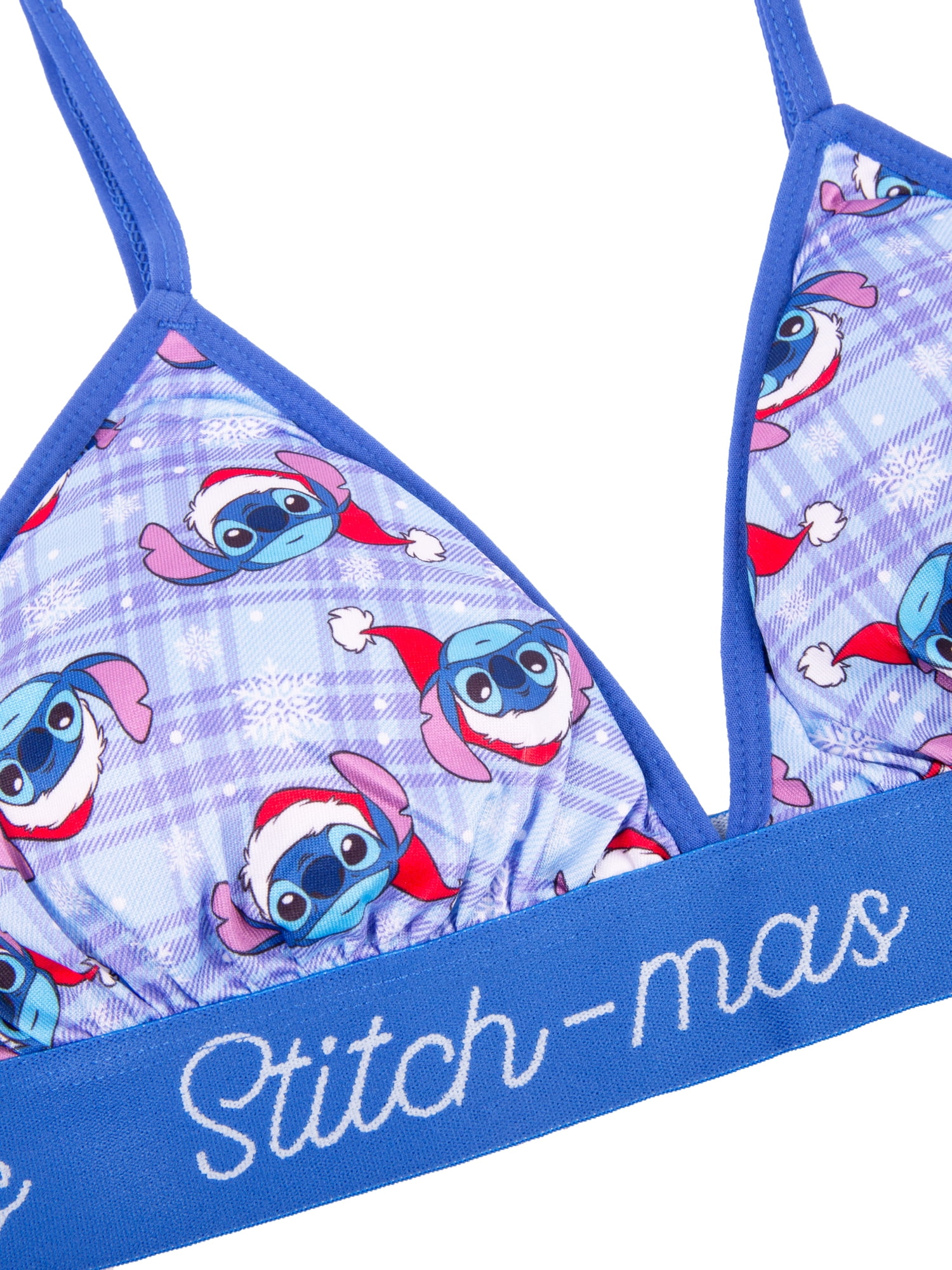 Disney Stitch Christmas Women's Comfort Stretch Triangle Bra and Boyshort Panties Set Sizes S to XL