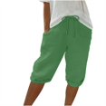 thumbnail image 2 of HKYNLAG Linen Shorts for Women 2026 Drawstring High Waist Knee Length Bermuda Short Loose Comfy Casual Summer Shorts with Pocket Green 3XL, 2 of 7