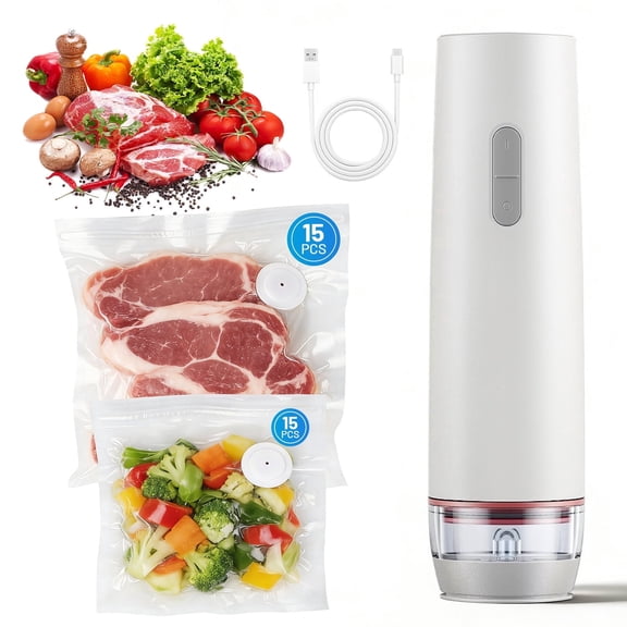 Compact Vacuum Sealer for Food, Handheld Vacuum Sealer Machine with 30 Reusable Bags, Portable Vacuum Sealer for Travel, Wireless and Efficient Seal Food Saver Vacuum Sealer