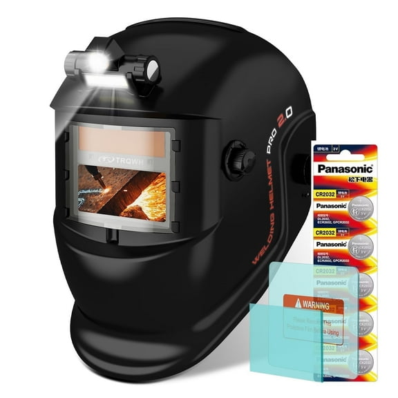 TRQWH Auto Darkening Welding Helmet 2233FF-HB, Shade 4/9-13, Solar Powered