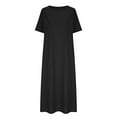 thumbnail image 4 of Ruimatai Women's Casual Loose Long Dress with Slit Round Neck Short Sleeve Comfortable Flowy Summer Maxi Dress, 4 of 5