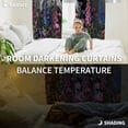 thumbnail image 3 of Black Cows Blackout Curtains for Bedroom, Country Pink Spring Floral Elegant Farmhouse Wooden Thermal Insulated Kitchen Drapes with Grommets, Light Blocking Window Treatment, 2 Panels 52" x 96", 3 of 7