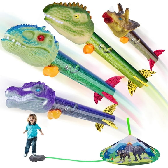 Dinosaur Rocket Launcher, 4 Launchers Included