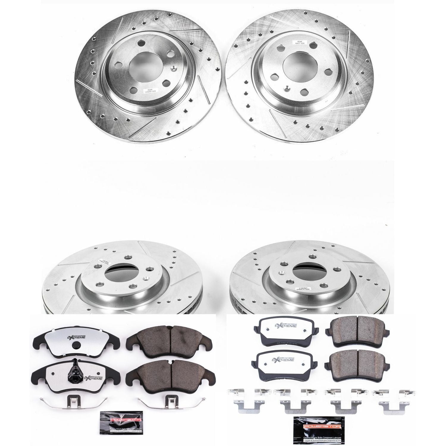 PowerStop Front and Rear Z26 Street Warrior Carbon-Fiber Ceramic Brake Pad and Drilled and Slotted Rotor Kit Fits: AUDI Select Models K6134-26
