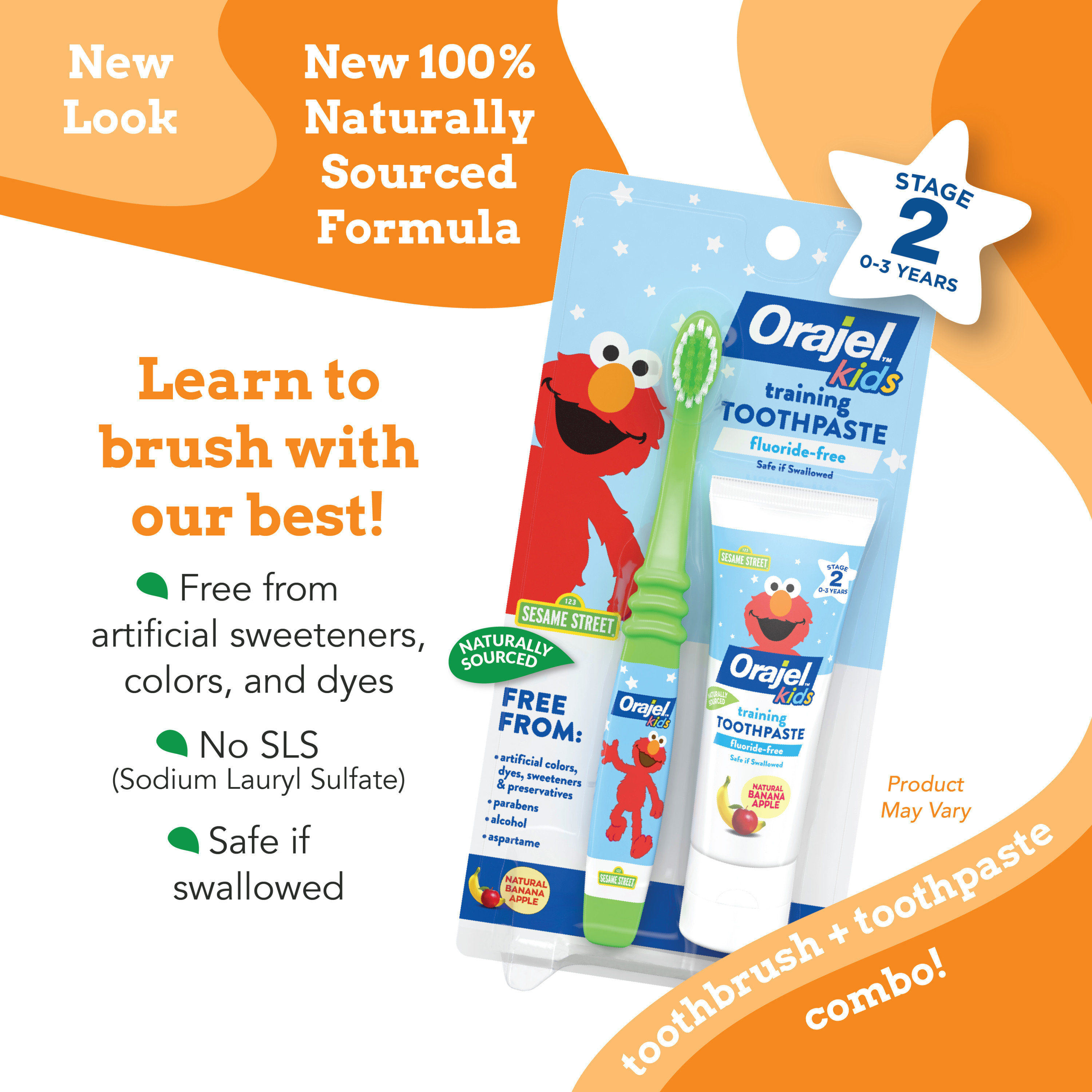 Orajel Kids Elmo Training Toothpaste for Infant and Toddlers, Fluoride-Free, 1 Toothbrush, 1 oz Toothpaste - image 3 of 7