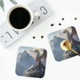 thumbnail image 4 of Honeii Silver Dragon Mountain Peaks Print Leather Coaster Set of 4, Ideal for Safeguarding Your Furniture from Drinks Spills and Effortless Cleanup-Square, 4 of 6