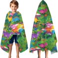 thumbnail image 3 of Colorful Dinosaurs Jungle Flowers Pattern Hooded Bath Towel，60"x35" for Ages 3 To 12 Kids, Quick Dry Lightweight Soft Microfiber Hood Beach Towel Cover Up for Kids, 3 of 7