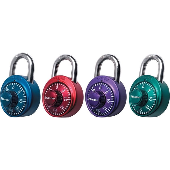 Master Lock Assorted Numeric Combination Locks - 3 Digit - Master Keyed - 0.28" Shackle Diameter - Cut Resistant - Stainless Steel - Assorted - 1 Each | Bundle of 2 Each