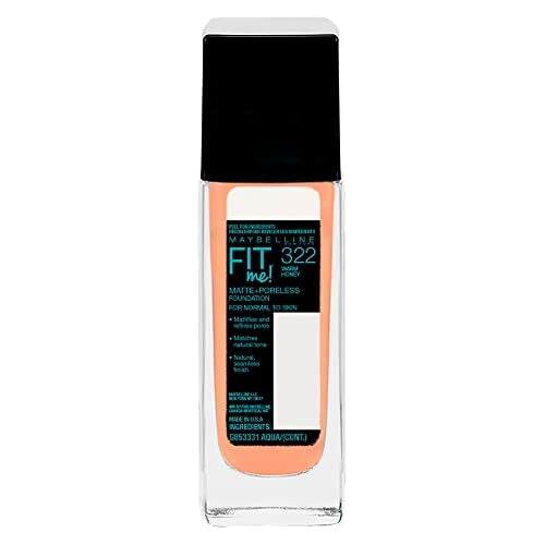 Base Líquida Maybelline Fit Me Matte + Poreless Tono Cálido Miel 1 fl oz Libre de Aceite