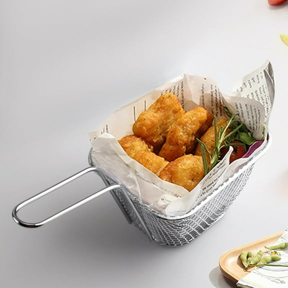 Feledorashia Mini French Fries Basket Stainless Steel Multi-Color Small Frying Basket with Handles for Kitchen & Dining,Home Decor Collection