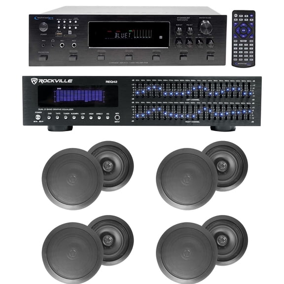 6000w 6) Zone, Home Theater Bluetooth Receiver 8) Black 6.5" Ceiling Speakers EQ
