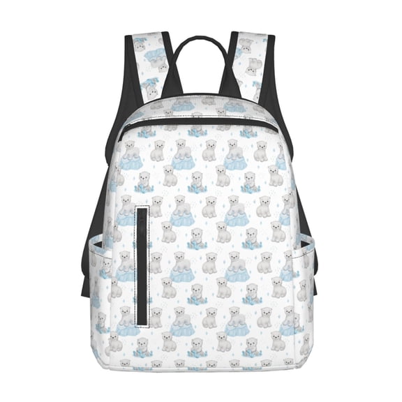 Defioc Playful Polar Bear Pals Pattern Travel Laptop Backpack,Lightweight Backpack Travel Hiking Daypack Backpack Work Bag for Men Women
