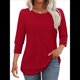 thumbnail image 3 of Blusas Elegantes e Informales con Mangas 3/4 y Botones para Mujer, Ideales para Vacaciones de Verano en la Playa. Rojo XL, 3 of 6