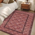 thumbnail image 4 of Bohemian Area Rugs 3x5 ft Dark Red Vintage Flowers Texture Traditional Ethnic Washable Rug Non Slip Indoor Carpet Absorbent Floor Mat for Living Room Bedroom Dining Room, 4 of 9