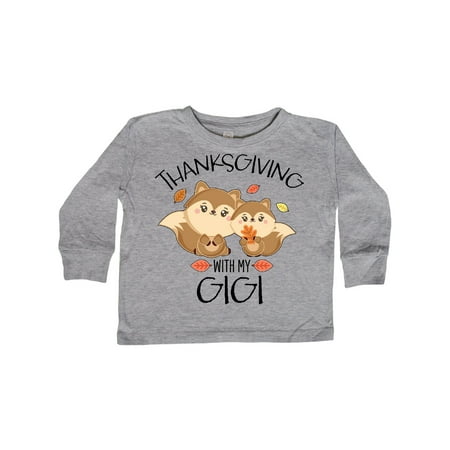 

Inktastic Thanksgiving with my Gigi Cute Squirrel Family Gift Toddler Boy or Toddler Girl Long Sleeve T-Shirt