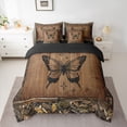 thumbnail image 2 of Homewish Cute Butterfly 7pcs Bedding Comforter Set,Rustic Farmhouse Cabin Queen Bedding Sets,Countryside Autumn Leaves Queen Sheet Sets For Teens,Super Cozy Room Decor Reversible, 2 of 8
