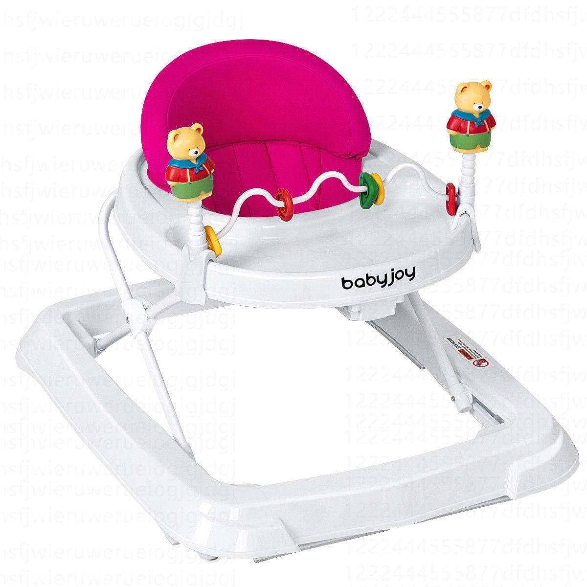 Costway Baby Walker Adjustable Height Removable Toy Wheels Folding Portable Pink