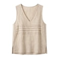 thumbnail image 7 of Shihyeh Women’s Fashion Button Front Solid Color Linen Blend Sleeveless Top, 7 of 7