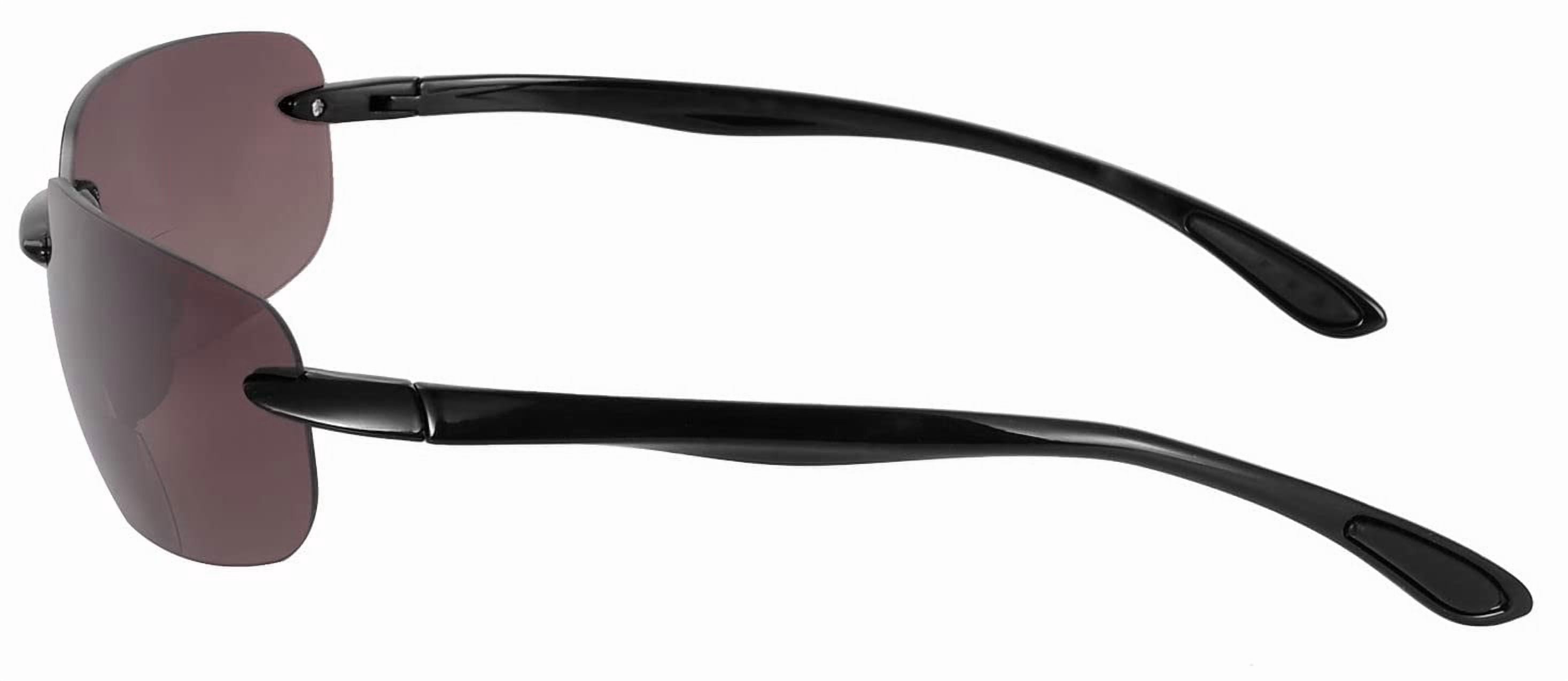 "The Influencer" 2 Pair of Sport Wrap Bifocal Sunglasses for Men and Women - Black/HD Amber (Polarized) - 2.00
