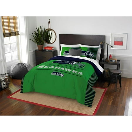 Sam Football - Seattle Seahawks COMBO 5 Pc FULL / QUEEN Size Comforter Set Includes: Comforter, 2 Pillow Shams & 2 Pillowcases -NFL Football Bedding Accessories