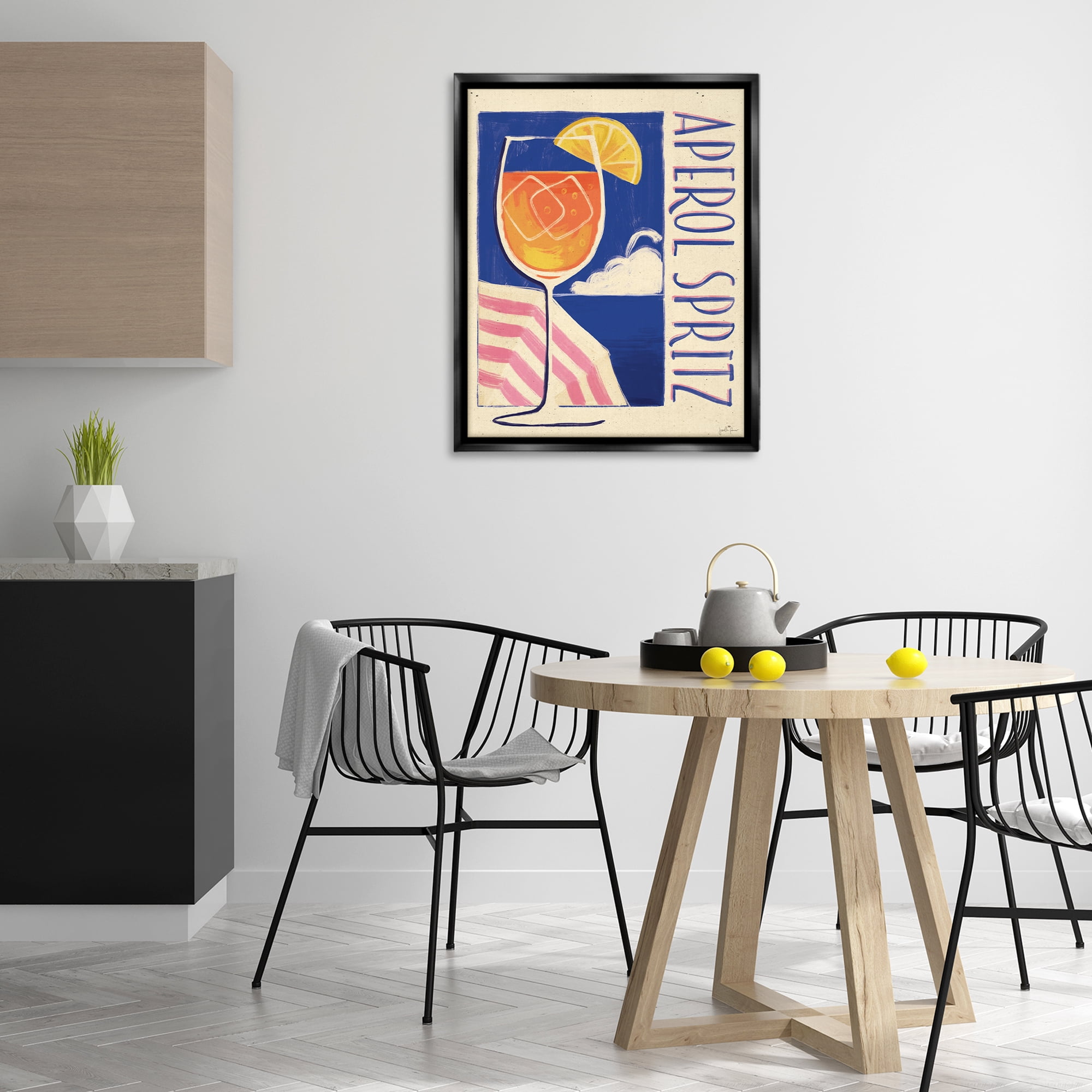 Stupell Industries Retro Aperol Spritz Food & Beverage Painting Black Floater Framed Canvas Art Print Wall Art, 25 x 31