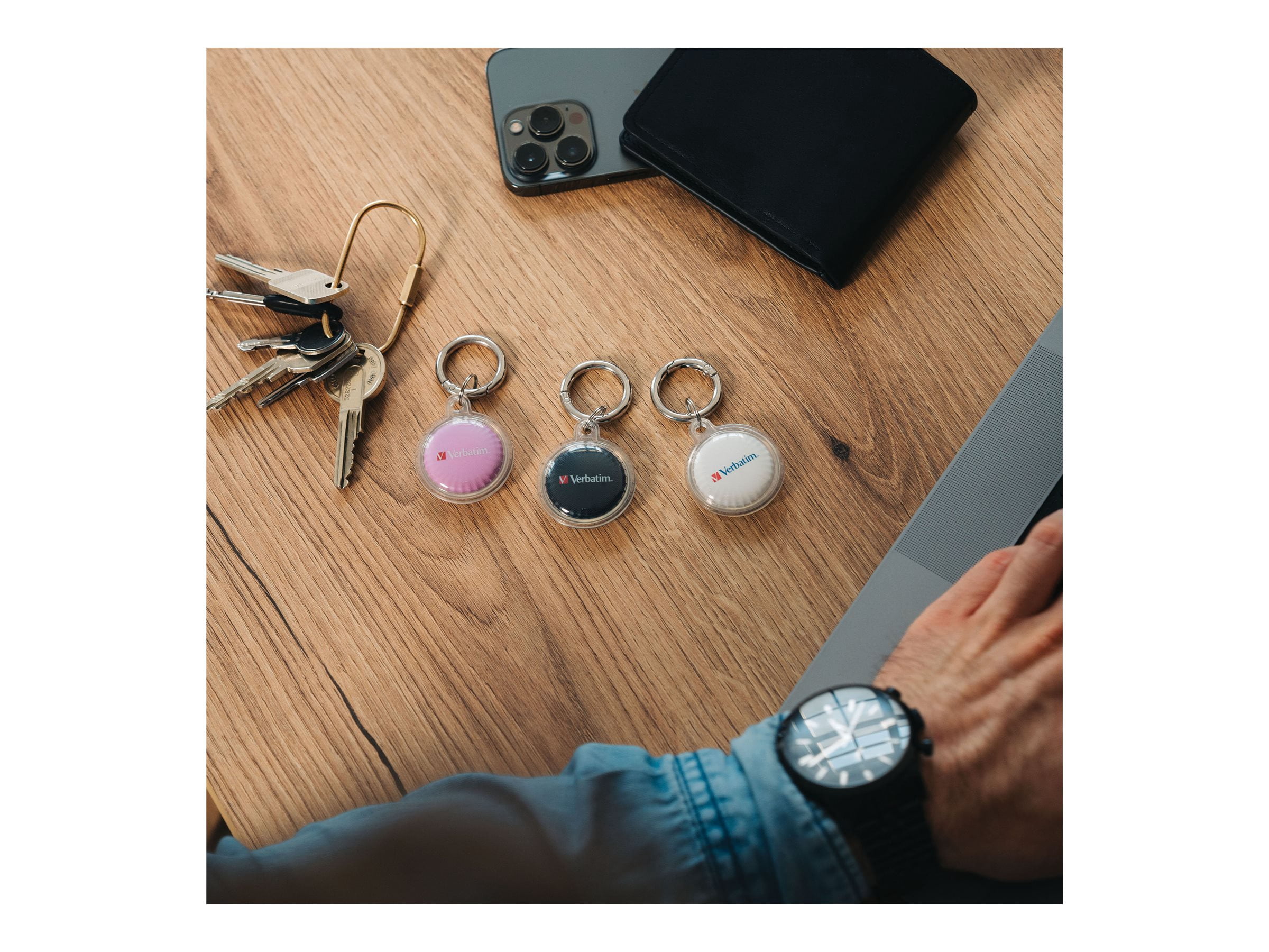 Verbatim  My Finder Bluetooth Coin Tracker - Black, White & Purple - Pack of 3