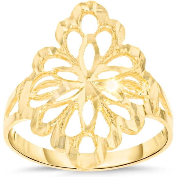 Floreo 10k Yellow Gold 21.1mm Floral Openwork Filigree Ring