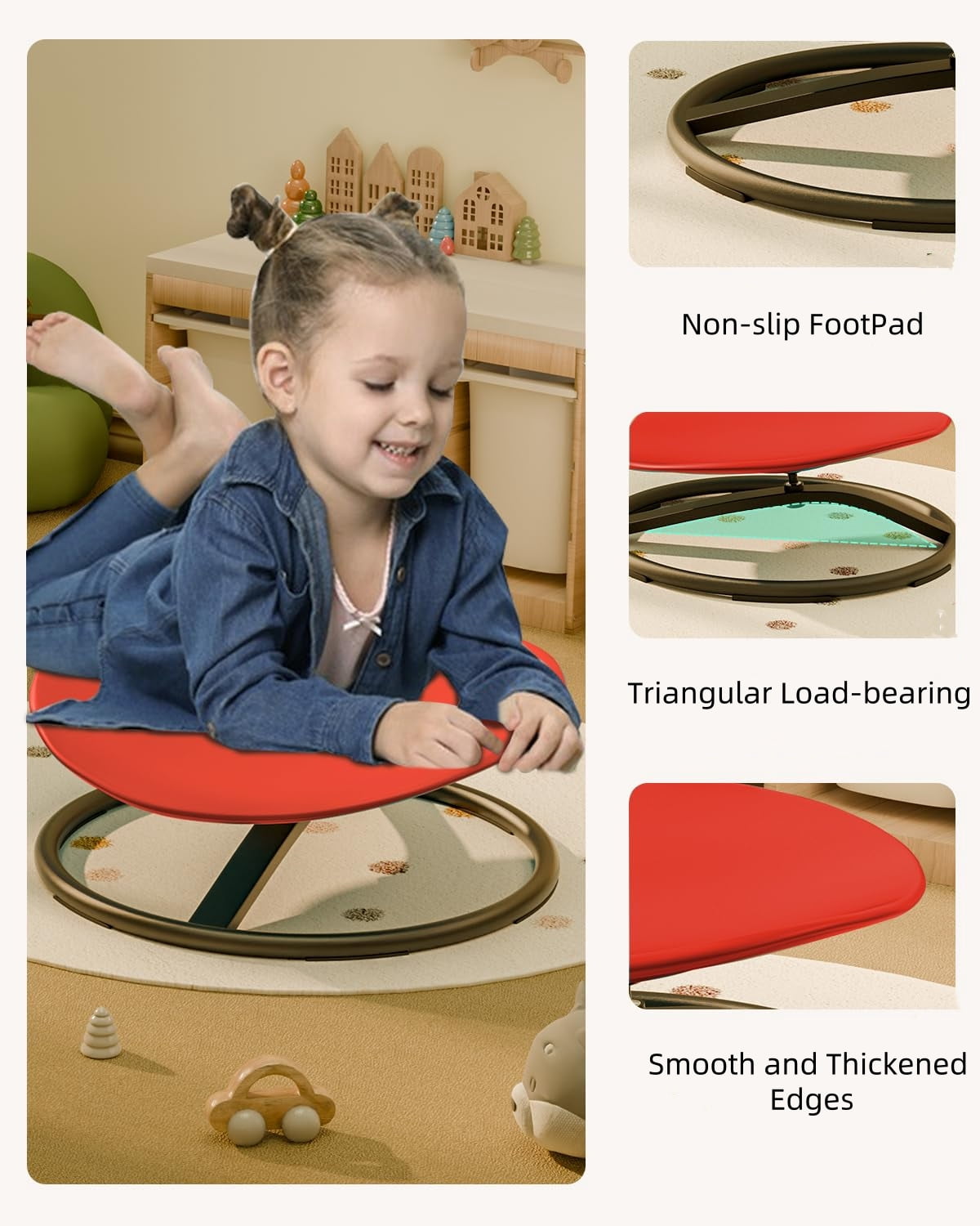 MoveCatcher Children’s Sensory Swivel Chair - Round, Red - Sensory Play & Body Coordination
