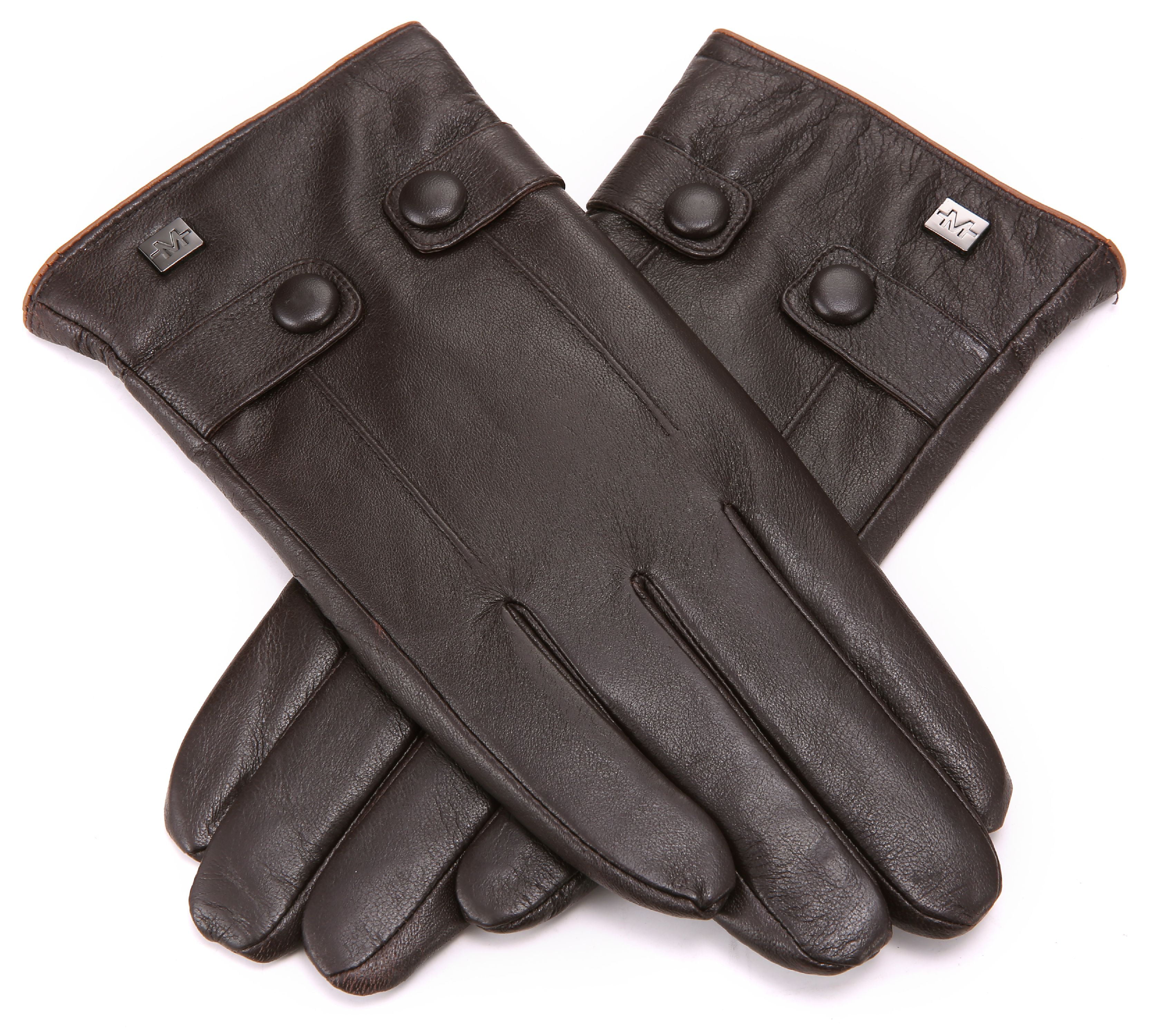 Gallery Seven Men’s Classic Buttoned Leather Winter Gloves