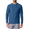 thumbnail image 1 of yoeyez Men's Sun Protection Shirts Solid Color Long Sleeve Sunscreen Shirt Lightweight Breathable Spf Rash Guard for Fishing Hiking Swimming Running Blue,2XL, 1 of 7