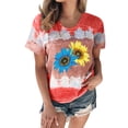 thumbnail image 1 of Hauts pour Femmes Décontractés Été Manches Courtes Tunique Ample T-Shirts Chic Henley Col Rond Mode Imprimé Blouses Basiques, 1 of 4