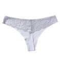 thumbnail image 2 of Lace Thong Panties for Women Low Waist Hollow Out Through Design, XL, Grey, 2 of 3
