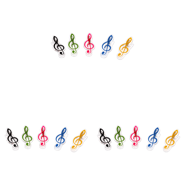 3uds. Clips de papelería, Clips de notas musicales multicolores para cuaderno (Multicolor), 5 uds.