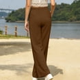 thumbnail image 5 of Wide Leg Sweatpants Women Elastic High Waisted with Pockets Casual Travel Work Pants Brown S, 5 of 6