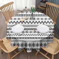 thumbnail image 3 of Black Geometric Striped Pattern Round Tablecloth 60"x60",Wrinkle Wipeable Table Cloth for Kitchen Dining Room Picnic Patio Party, 3 of 6